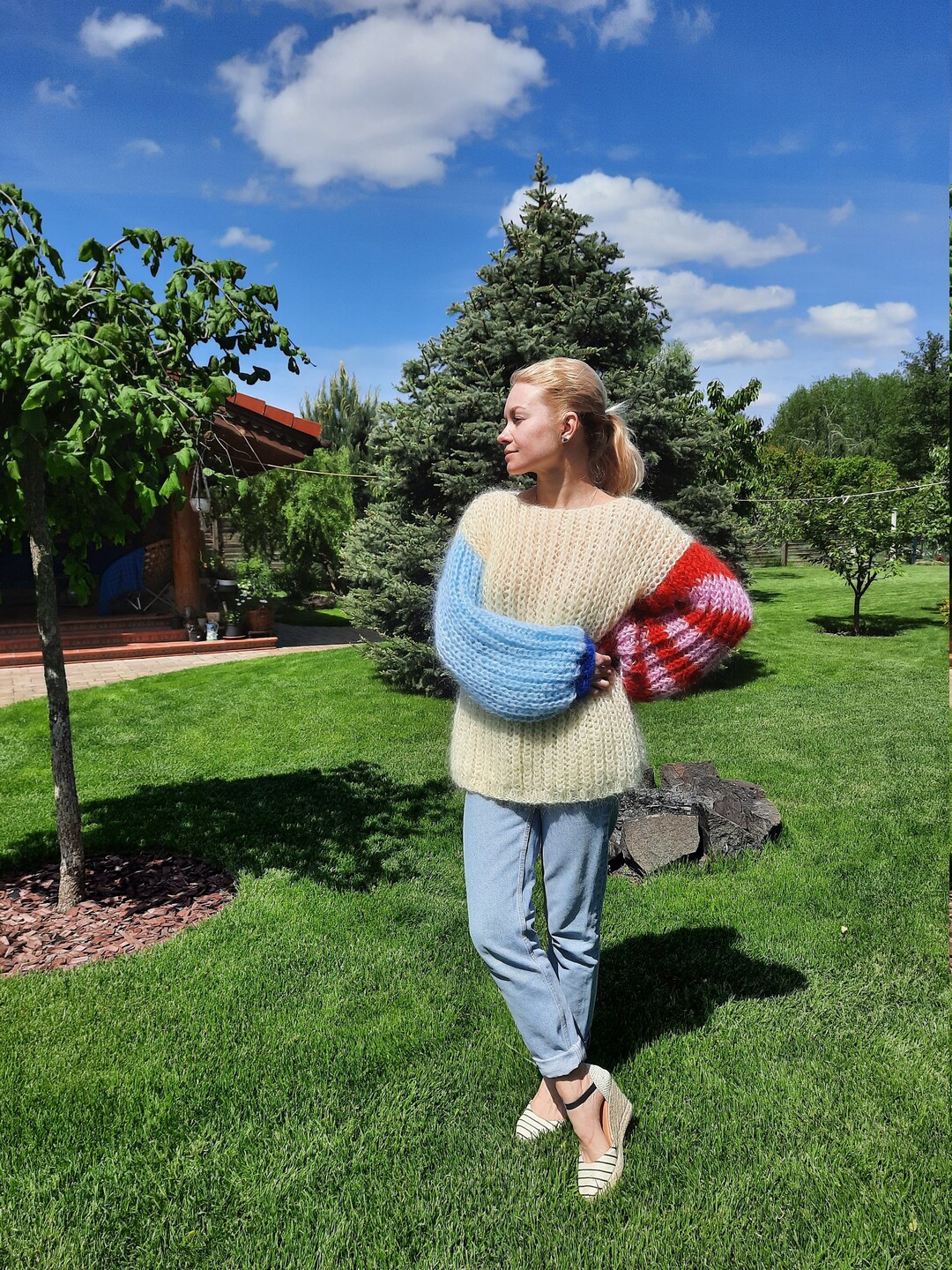Oversized Mohair Blend Sweater With Plush Texture