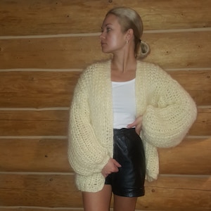 Chunky Oversized Mohair Cardigan Mohair Sweater Hand Knit Chunky Oversized Mohair Cardigan Mohair Sweater Hand Knit