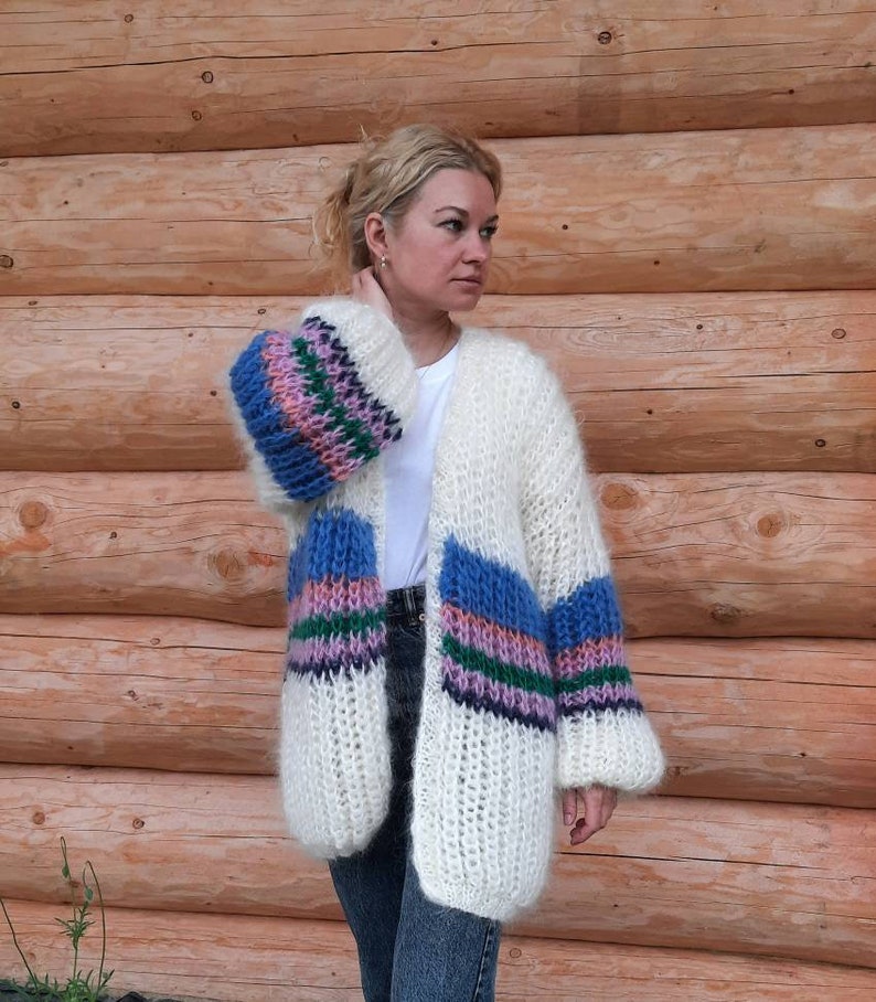 Striped wool cardigan