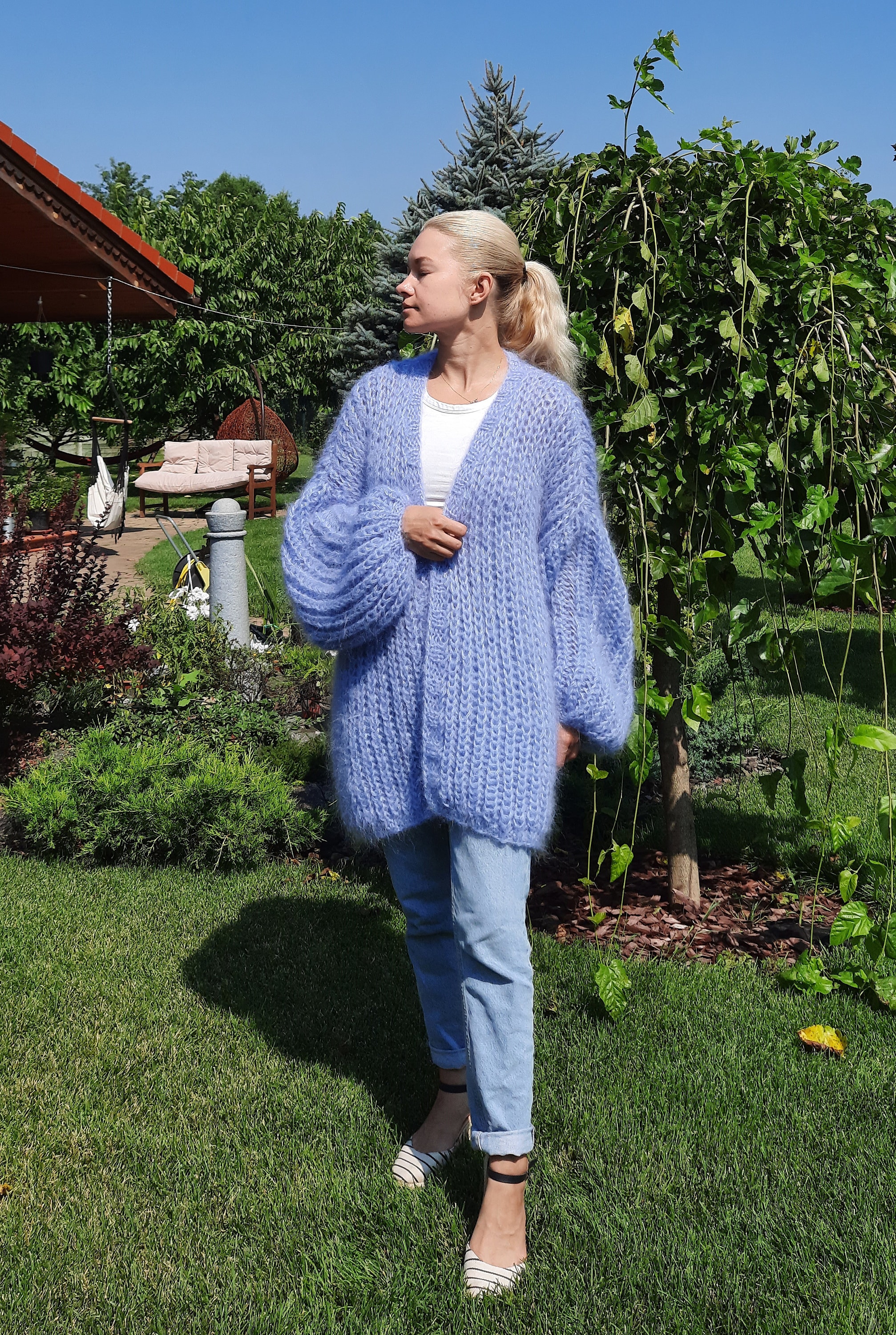 Chunky Oversized Mohair Cardigan Mohair Sweater Hand Knit Coat