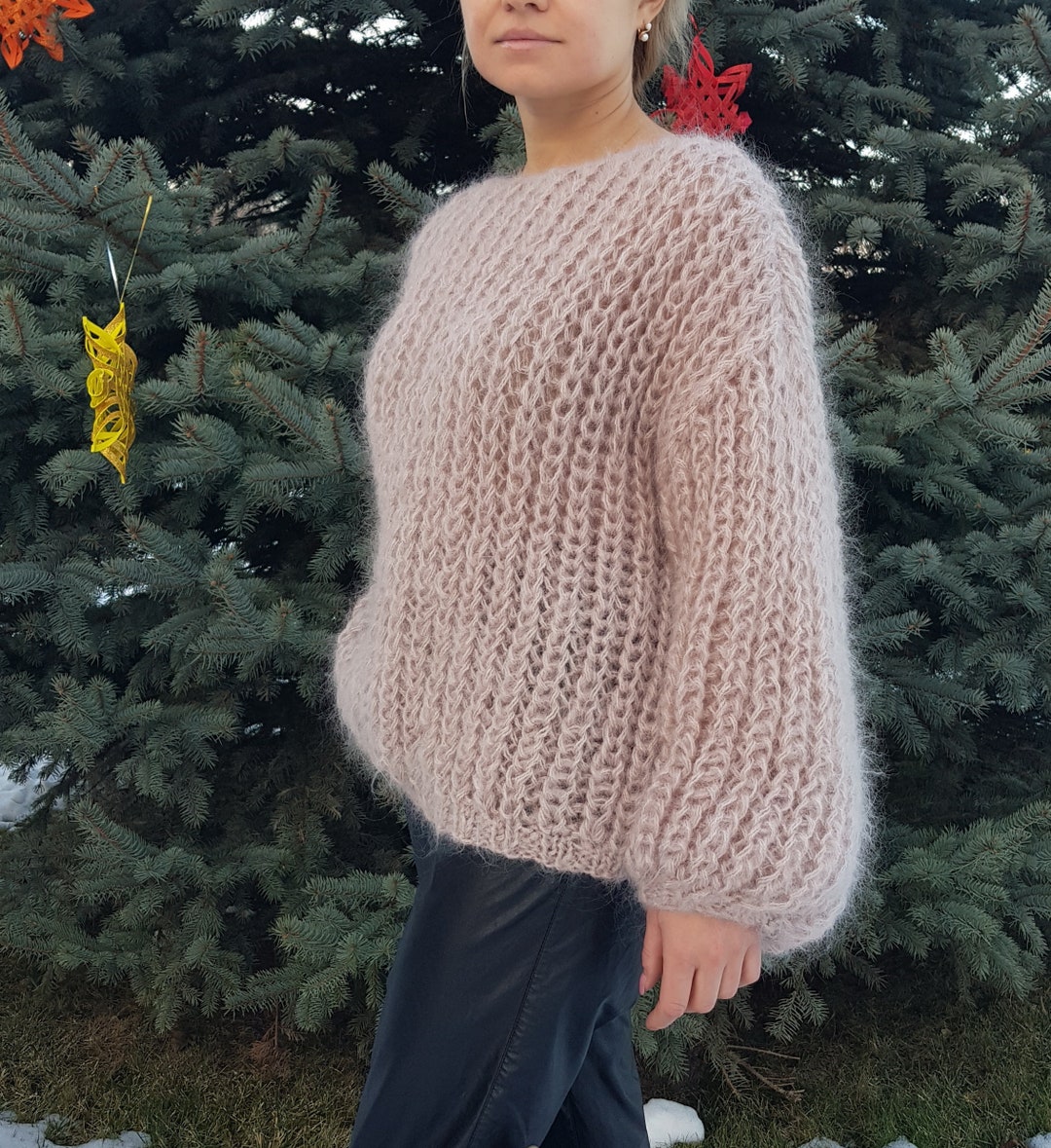 Soft Cozy Oversized Beige Mohair Sweater Handknitted Sweater - Etsy