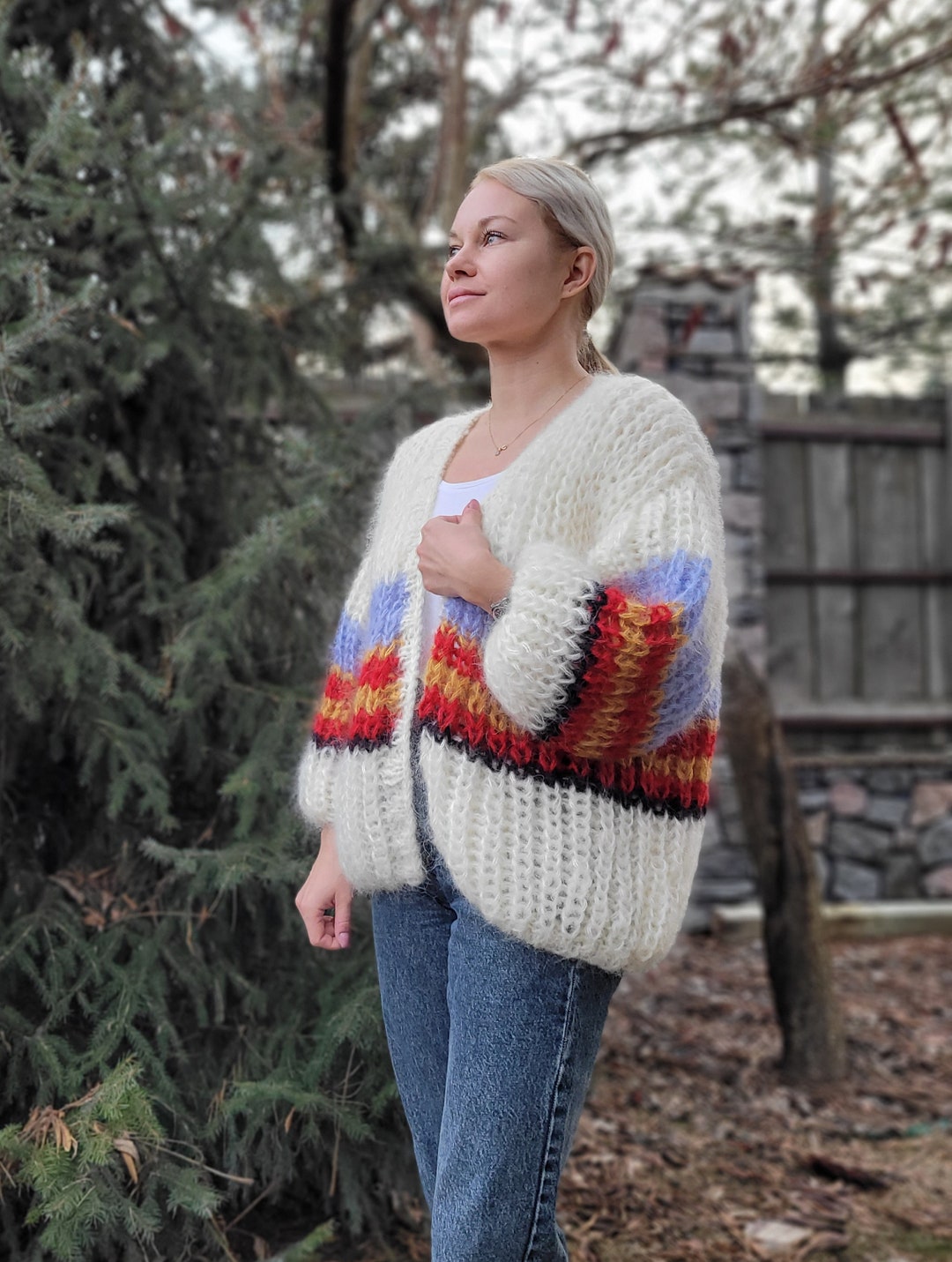 Soft Cozy Mohair Oversized Cardigan Short Cardigan White - Etsy