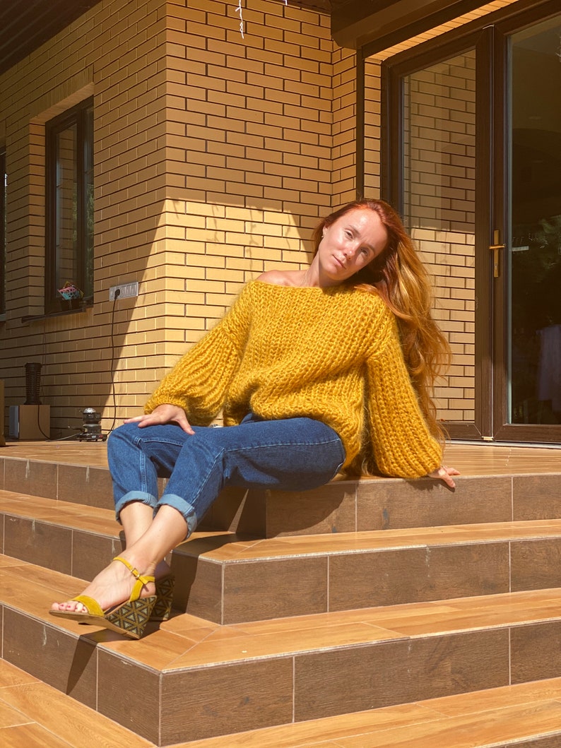Soft Cozy Oversized Mohair Sweater Sweater Saffron Color Etsy