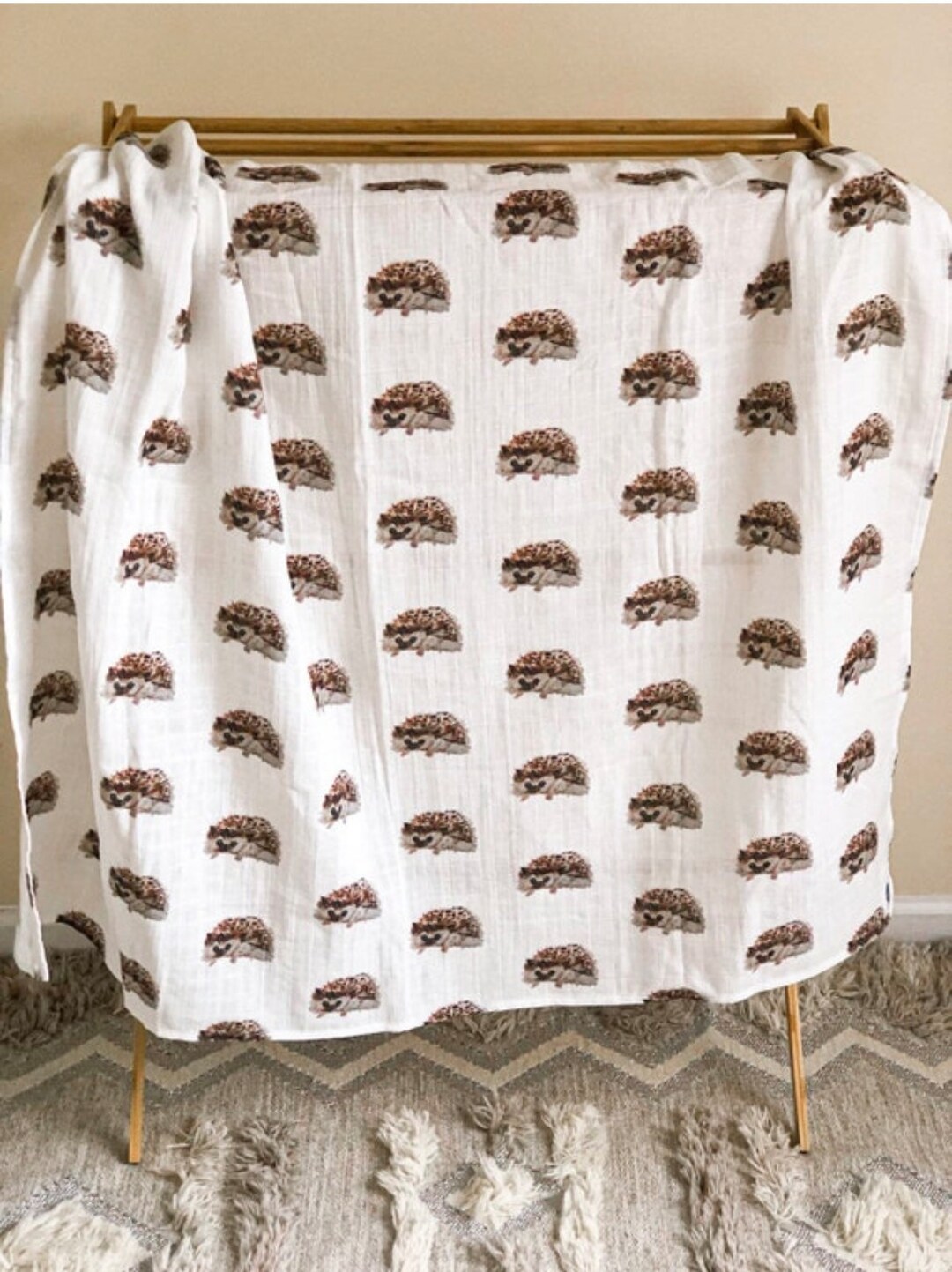 100 GOTS Organic Cotton Muslin Baby Swaddle Blanket Large 47 Hedgehog