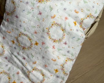 70% bamboo 30 organic cotton muslin baby swaddle blanket large 47” butterfly flower floral print