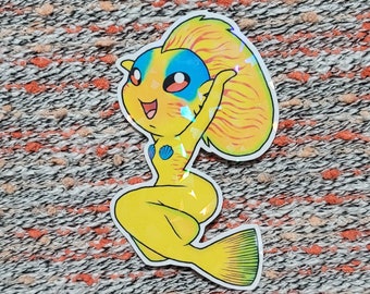 Bright Yellow Sparkly Mermaid Sticker