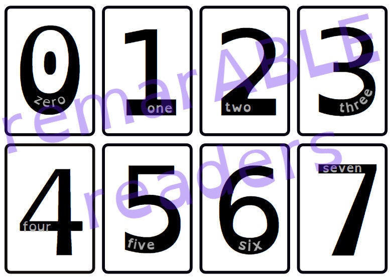 Digital Download Number Flashcards 1-30, Black&amp;white - Etsy