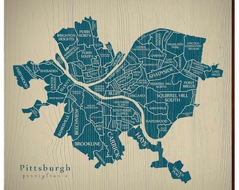 Map of Pittsburgh Neighborhood - Etsy