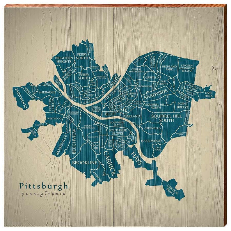 Carte du quartier de Pittsburgh Etsy France