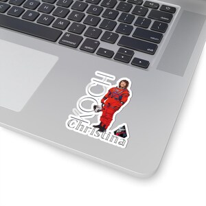 Kiss Cut Astronaut Sticker: Retro Space Suit Portrait - Glossy Vinyl, Scratch-Resistant Finish, Indoor Use image 2