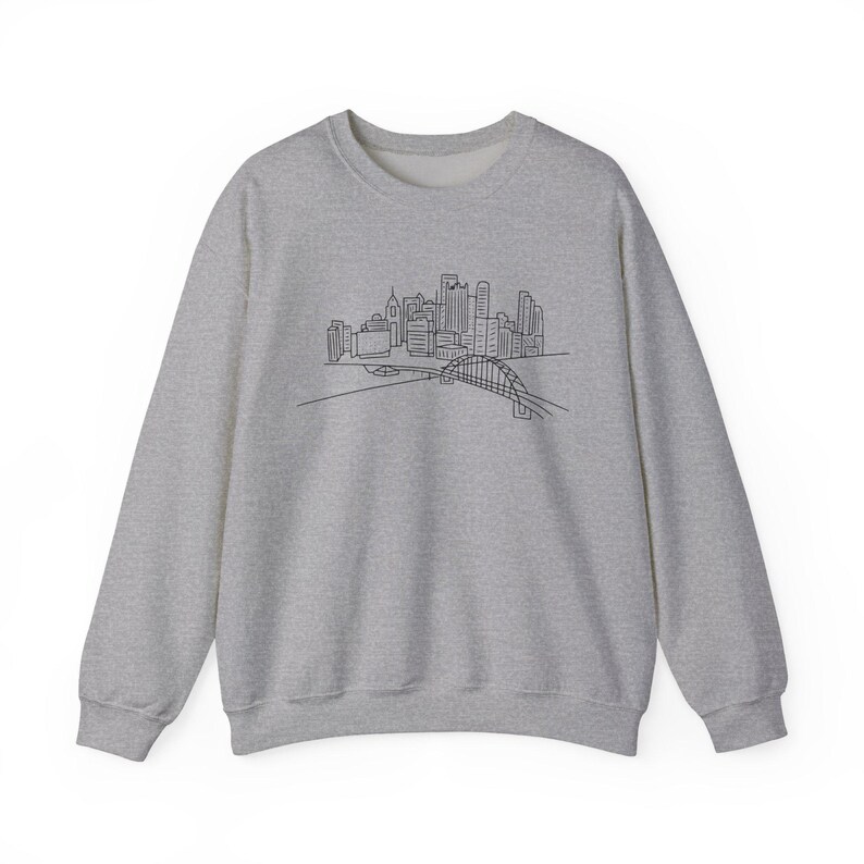 Unisex Crewneck, Pittsburgh Cityscape Pullover - Heavy Blend Fabric | Cotton Polyester Mix | XS-XXL image 3