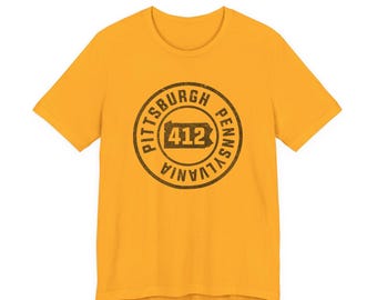 Camiseta de manga corta estampada con el código de área 412 de Pittsburgh, Pensilvania.