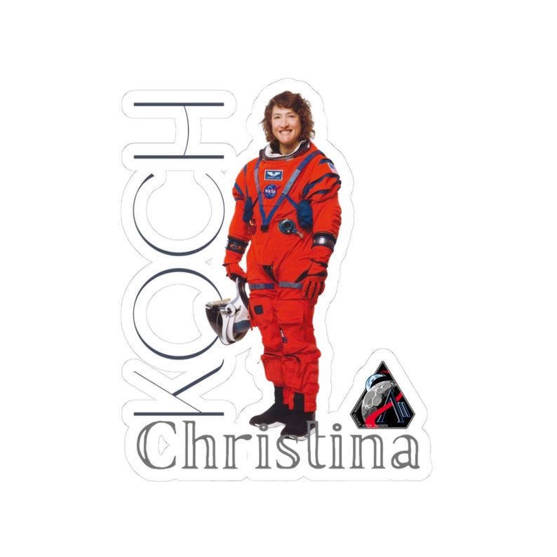 Kiss Cut Astronaut Sticker: Retro Space Suit Portrait - Glossy Vinyl, Scratch-Resistant Finish, Indoor Use image 1