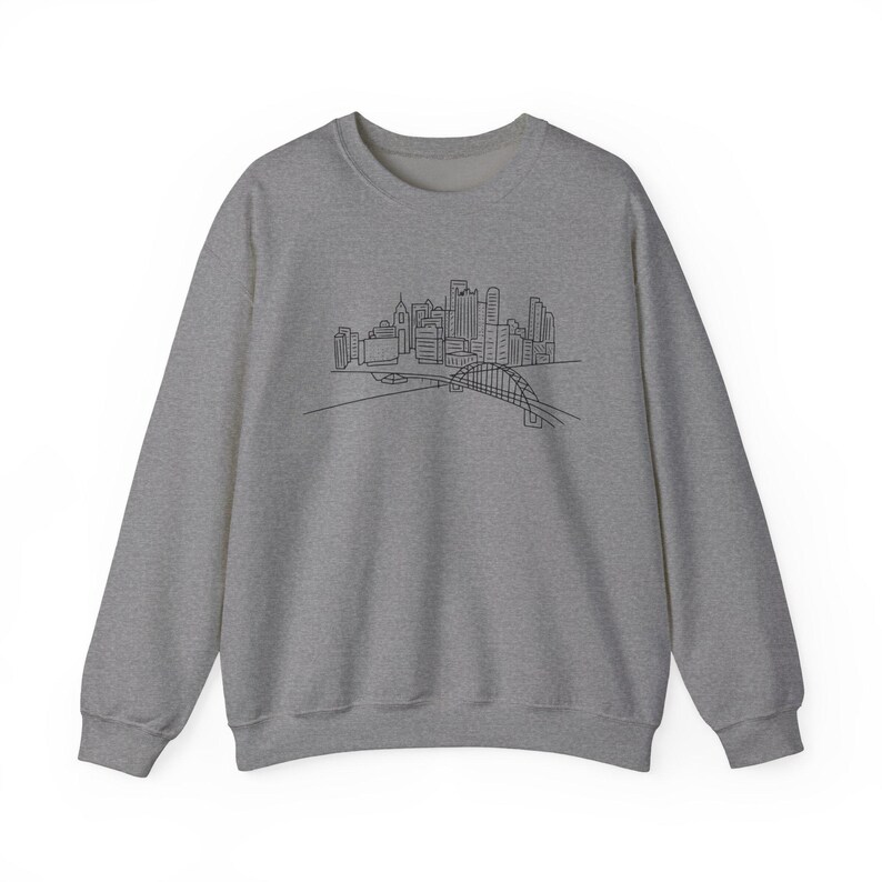 Unisex Crewneck, Pittsburgh Cityscape Pullover - Heavy Blend Fabric | Cotton Polyester Mix | XS-XXL image 6