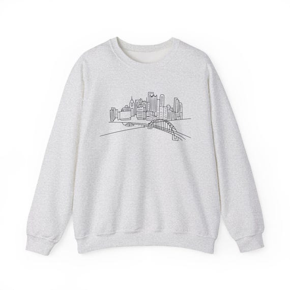 Pittsburgh Sweatshirts Unisex Crewneck, Skyline Print (Heavy Blend, Cotton-Polyester, Durable Stitching, XS-XXL)