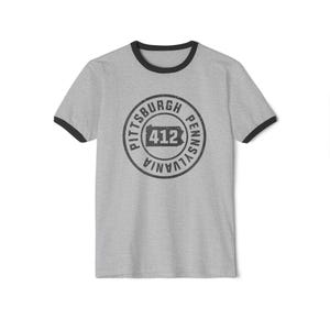 412 Area Code Pittsburgh Pa Stamped Ringer T-Shirt