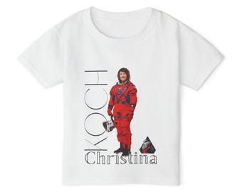 Toddler Shirt Kids Space Explorer Tee, Artemis 2 Mission Graphic (Soft Medium Weight Cotton, Orange Pressure Suit, Sizes 2T-5T)