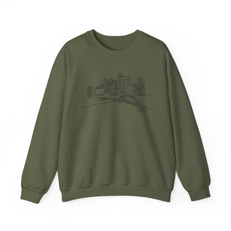 Unisex Crewneck, Pittsburgh Cityscape Pullover - Heavy Blend Fabric | Cotton Polyester Mix | XS-XXL image 5
