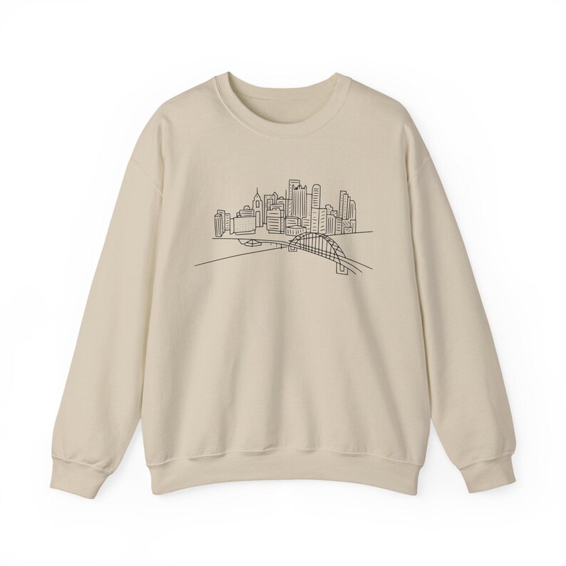 Unisex Crewneck, Pittsburgh Cityscape Pullover - Heavy Blend Fabric | Cotton Polyester Mix | XS-XXL image 2