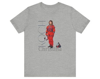 Space Tee Astronaut Shirt - NASA Inspired Wear, Vintage Christina Koch Portrait - Lightweight Cotton, Ethical Casual, Crew Neck T-Shirt