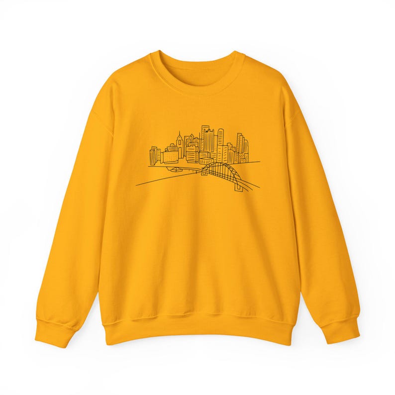 Unisex Crewneck, Pittsburgh Cityscape Pullover - Heavy Blend Fabric | Cotton Polyester Mix | XS-XXL image 4