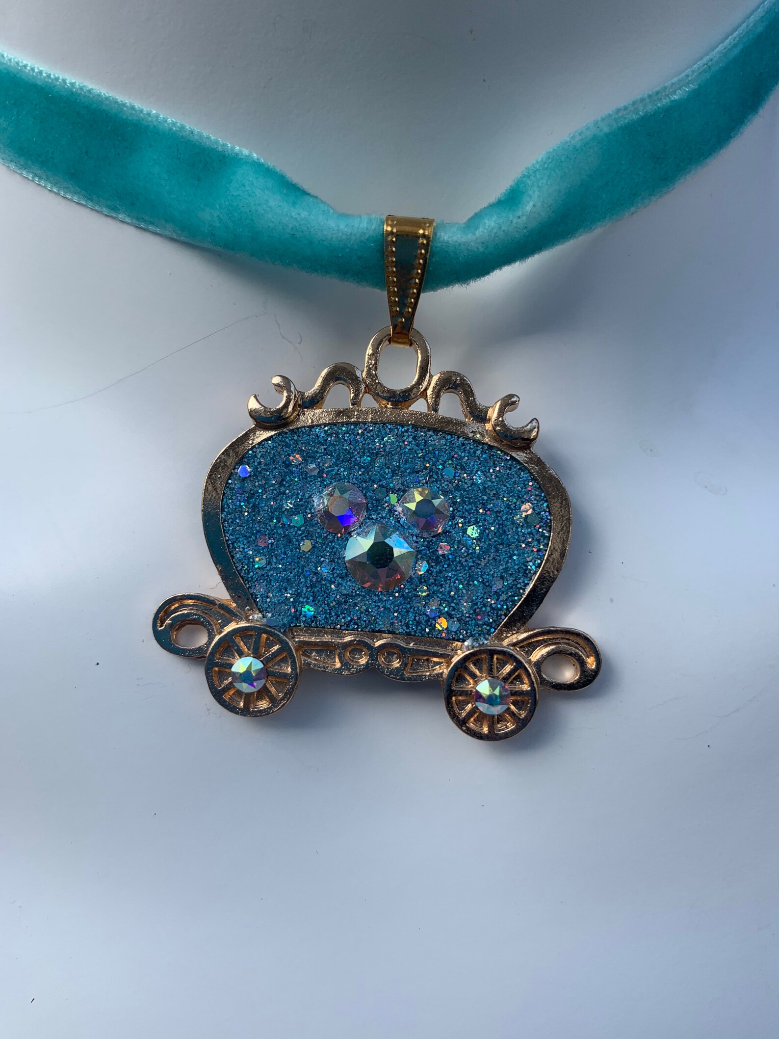 Velvet Cinderella Carriage Bezel Choker With Swarovski - Etsy
