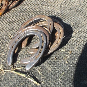 Authentic Used Horse Shoes-Flat Shoes-Assorted sizes-Rusted Shoes-Shiny Shoes-Cowboy Art-Farrier Horseshoes-Western Decor image 2