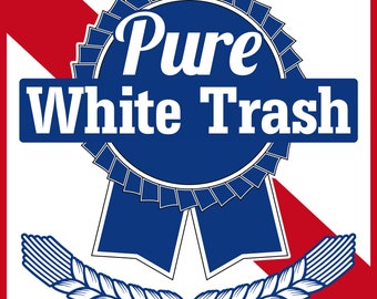 Pure White Trash Weather Resistant Vinyl Sticker Decal