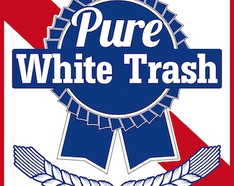 Pure White Trash Weather Resistant Vinyl Sticker Decal