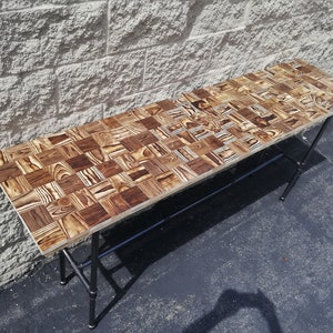 Handmade Reclaimed Wood Mosaic Bar Table Top (70&quot;L x 20”W)