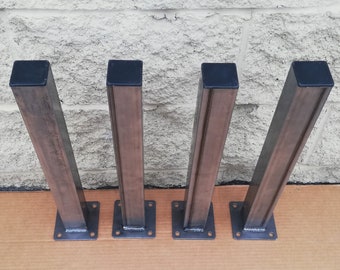 Raw Steel Square Metal Table Leg: Industrial Furniture (2x2")