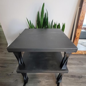 Handmade Reclaimed Wood Table Top: Walnut Finish, Spiral Legs
