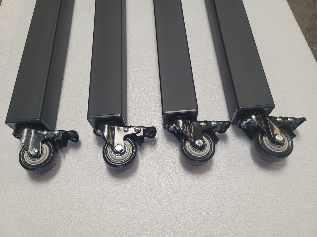 3 Square 2x2 Metal Table Legs With Wheels Etsy