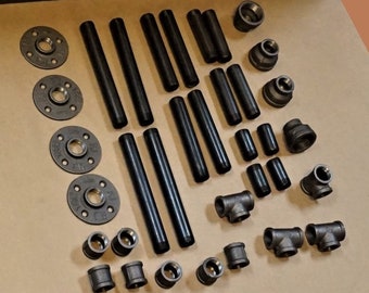 Black Pipe Legs KIT DIY  for Tabletop with 3/4 Flandes,Industrial Iron Pipe  Table Legs,Table Base,Legs for a Bar Table,Furniture