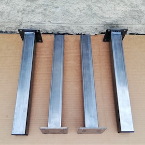 Raw Steel Square Table Leg: Industrial Metal Furniture Leg (5-42&quot; High)
