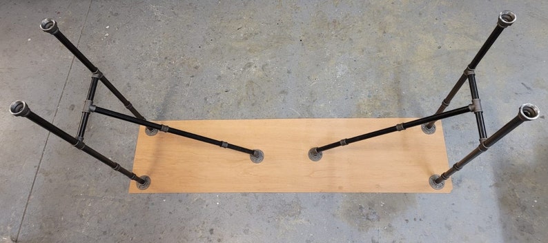 2 stabilizers.Very Stable Model Industrial Pipe Urban Table Legs, Stable and Reliable System Heavy Duty Metal Table Legs image 3