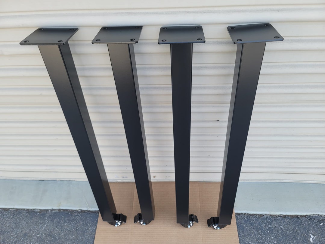 4 Square 2x2 Metal Table Legs With Wheels 2in.painting in Black. 4