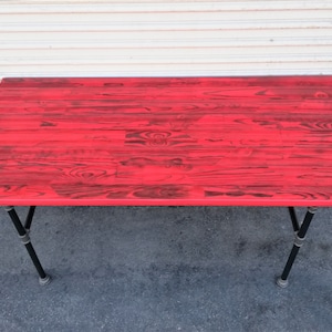 Red Reclaimed Wood Table Top: Handmade Rustic Solid Tabletop (1.5 inch)