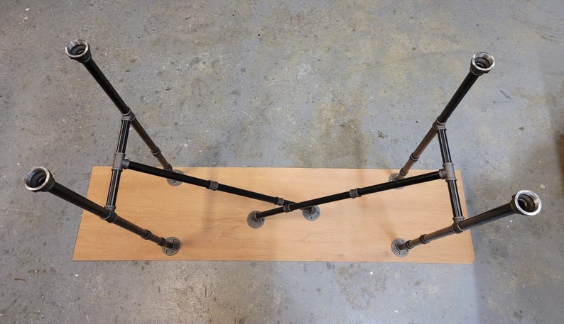 2 stabilizers.Very Stable Model Industrial Pipe Urban Table Legs, Stable and Reliable System Heavy Duty Metal Table Legs image 2