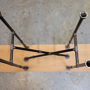 2 stabilizers.Very Stable Model Industrial Pipe Urban Table Legs, Stable and Reliable System Heavy Duty Metal Table Legs image 1