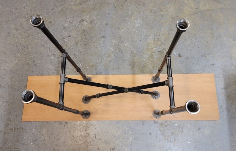 2 stabilizers.Very Stable Model Industrial Pipe Urban Table Legs, Stable and Reliable System Heavy Duty Metal Table Legs image 1