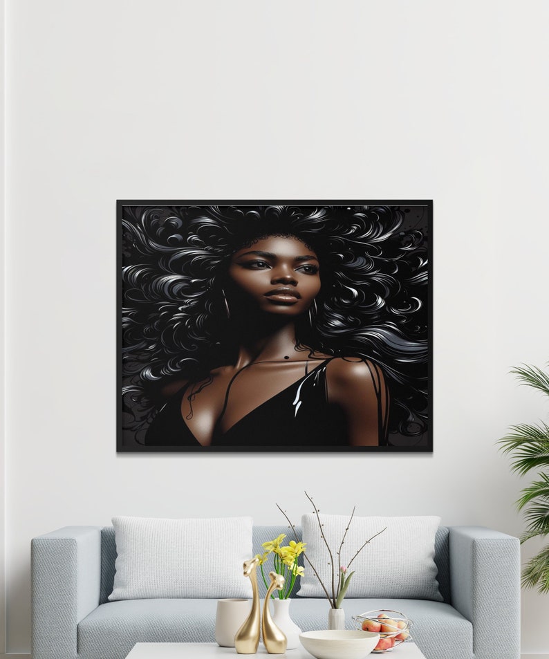 Afro Beauty Wall Art, Black Woman Portrait Illustration, Curly Hair ...