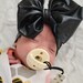 Black Faux Leather Stretchy Double Bow Messy Baby Headwrap Extra Large Bow Toddler Headband Clip Nylon Western South Boutique Girl Gift 