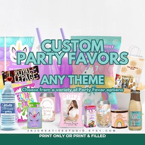 Party Favors, Custom Party Favors, Custom Treats, Custom Party Package, Customized Party Bundle, Customized labels, Wrapped Treats