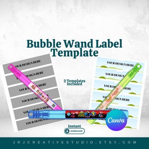 DIY Bubble Wand Label Template, Bubble Wand Party Favor Tag, Commercial & Personal Use, DIY Party Favor Templates, Wedding Bubbles