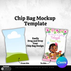 Easy Canva Chip Bag Mockup template, Custom Chip Bag, Personalized Chip Bag wrapper, Editable Chip Bag template, Party Favor Mockups