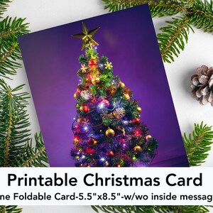 Christmas Tree Christmas Card, PRINTABLE, set of 16 cards, greeting cards, Christmas wishes, seasons greetings, holiday, digital download