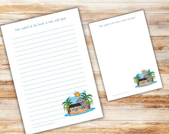 Beach house PRINTABLE stationery writing paper stationary letter writing paper beach sand salt water waterfront ocean