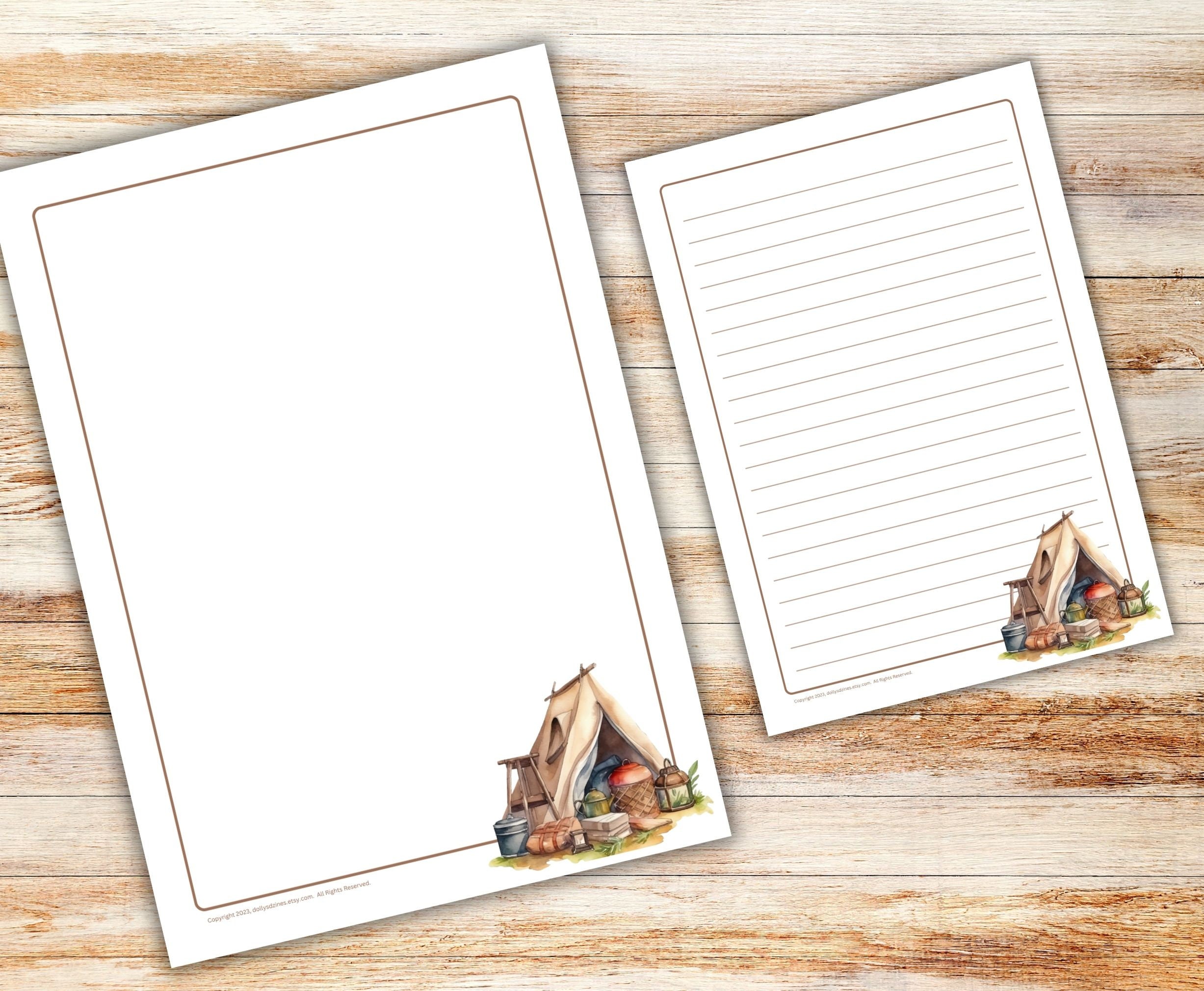 Camping PRINTABLE Stationary Set With Envelope Printable Stationary ...