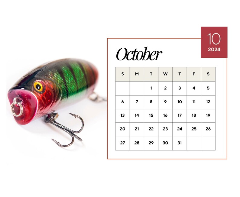 2024 Fishing Lure Calendar, 2024 Wall Calendar, 2024 Calendar Printable